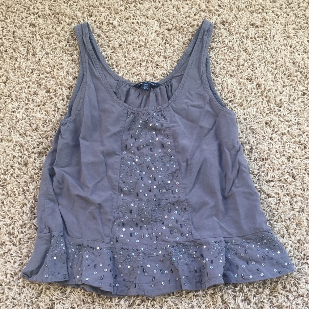 Dark Gray Sequin Peplum Tank